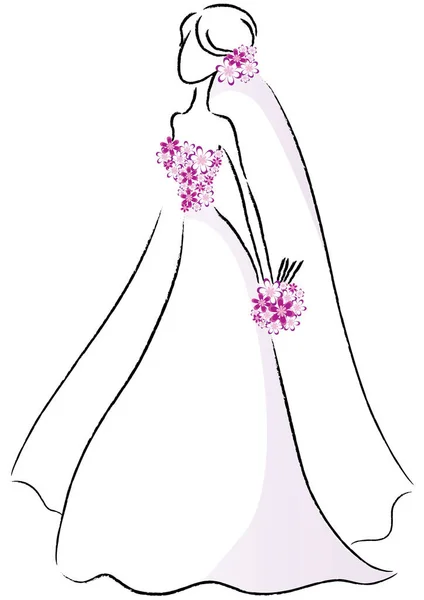 Bride Wedding Dress — Stock Vector