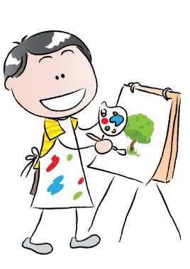 Fırçalı bir kız ve erkek.