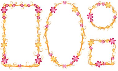 Beyaz arkaplanda izole edilmiş boş alanı olan güzel dekoratif çerçeveler, vektör illüstrasyonu 