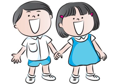 Tatlı çizgi film çocuklarının vektör çizimi