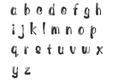 beyaz arkaplanda izole edilmiş çizgi film dekoratif alfabesi, vektör illüstrasyonu