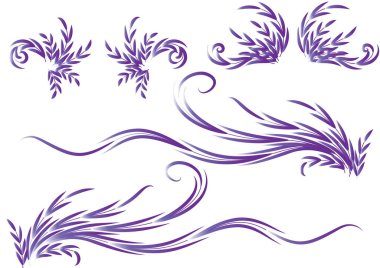 soyut çiçek elementlerinin vektör kümesi