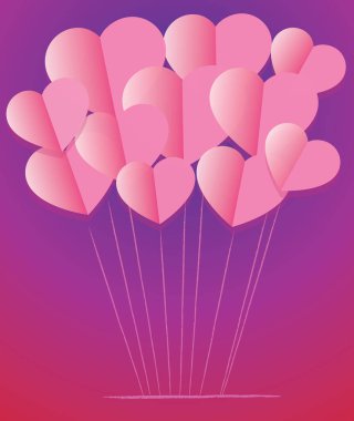 Kalbi olan pembe bir balonun vektör çizimi