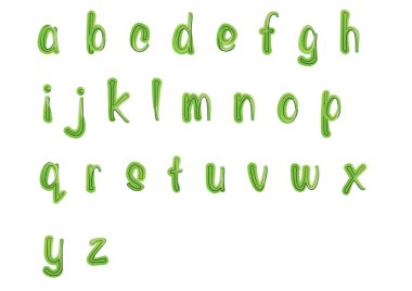 beyaz arkaplanda izole edilmiş çizgi film dekoratif alfabesi, vektör illüstrasyonu