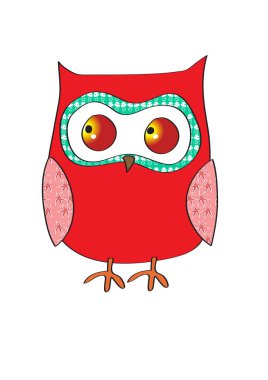 Beyaz arka planda sevimli çizgi film baykuşu