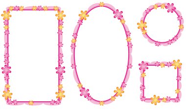 Beyaz arkaplanda izole edilmiş boş alanı olan güzel dekoratif çerçeveler, vektör illüstrasyonu 