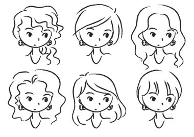 Bir grup güzel kız, vektör çizimi.