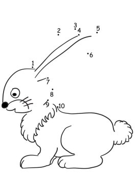 Çocuklar için boyama kitabı: eğitici oyun: küçük tavşan 