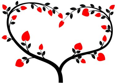 Beyaz arkaplanda bir kalbin vektör illüstrasyonu 