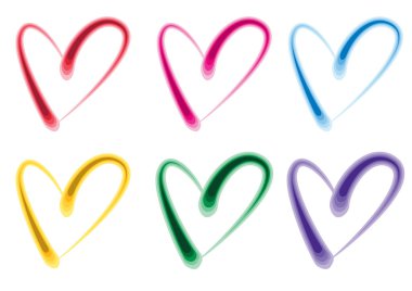 Güzel dekoratif kalp koleksiyonu, aşk konsepti 