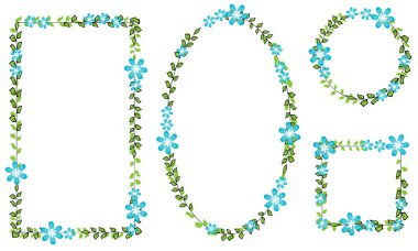 Çiçek ve yapraklı çiçek çerçevesi