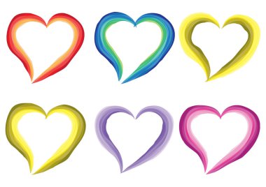 farklı renk kalpler seti