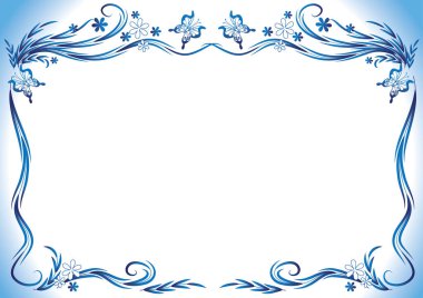Mavi bir çiçek çerçevesinin vektör çizimi
