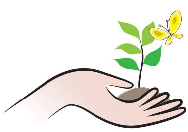 Ellerinde bir çiçek tutarken