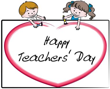 Bir kız ve bayrağı olan bir oğlanın çizimi