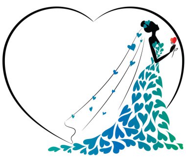 Beyaz arka planda izole edilmiş gelinlik içinde güzel bir gelin, evlilik kavramı. 