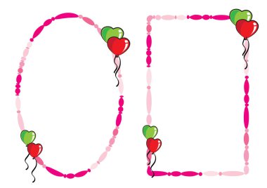 Pembe bir balonla kalp şeklinin vektör çizimi