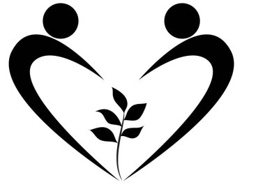 Beyaz arkaplanda bir kalp şeklinin vektör çizimi 