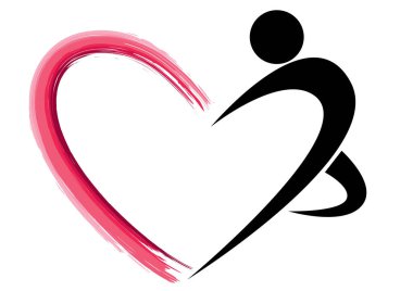 Beyaz arkaplanda bir kalp şeklinin vektör çizimi 