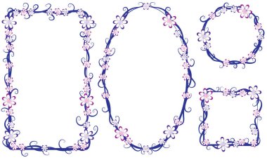 Beyaz arkaplanda izole edilmiş boş alanı olan güzel dekoratif çerçeveler, vektör illüstrasyonu 