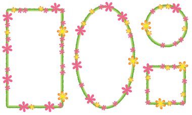 Beyaz arkaplanda izole edilmiş boş alanı olan güzel dekoratif çerçeveler, vektör illüstrasyonu 