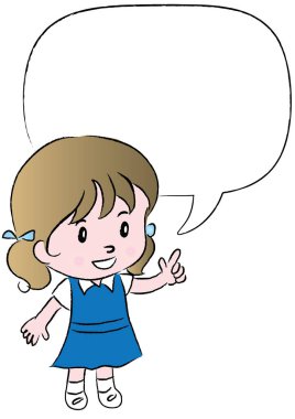 Konuşma balonu olan bir kızın çizimi