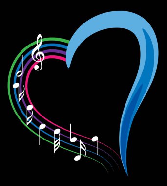 Bir müzik notası ve kalbin vektör çizimi