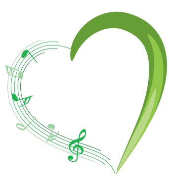 Bir kalp ve müzik notalarının vektör çizimi 