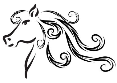 at başlı siluet vektörü