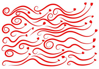 Kırmızı ve siyah ve beyaz girdap çizgilerinin vektör çizimi