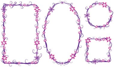 Beyaz arkaplanda izole edilmiş boş alanı olan güzel dekoratif çerçeveler, vektör illüstrasyonu 