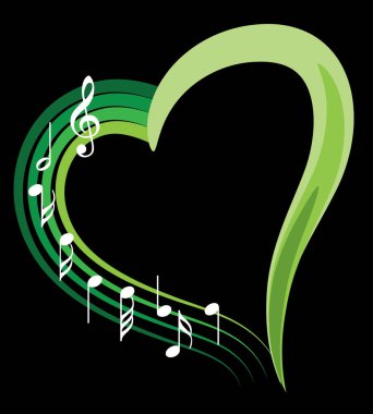Bir müzik notası ve kalbin vektör çizimi  