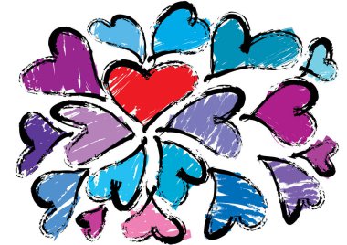 Güzel dekoratif kalp koleksiyonu, aşk konsepti 