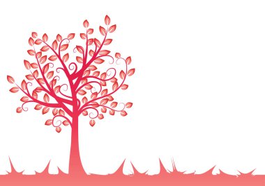 Beyaz arkaplanda yaprakları olan ağaç