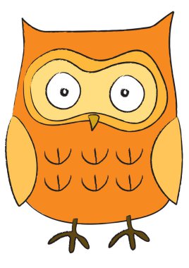 Beyaz arkaplanda sevimli çizgi film baykuşu