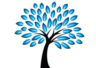 Beyaz arkaplanda yaprakları olan vektör ağacı