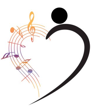 Dans eden bir adamın vektör çizimi ve müzik notaları 