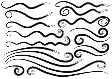 Siyah ve beyaz vektör çizgileri kümesi