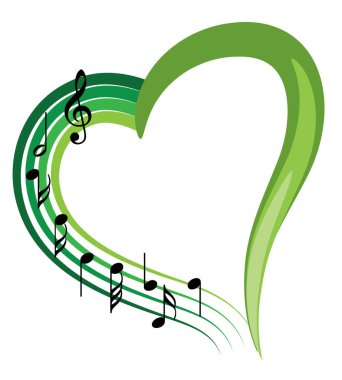 Bir müzik notası ve kalbin vektör çizimi  