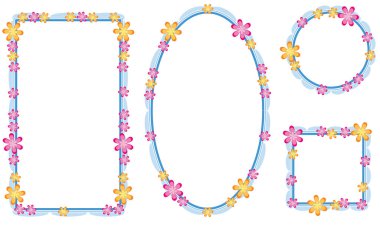 Beyaz arkaplanda izole edilmiş boş alanı olan güzel dekoratif çerçeveler, vektör illüstrasyonu 