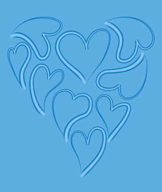 Beyaz arkaplanda vektör kalpleri kümesi 