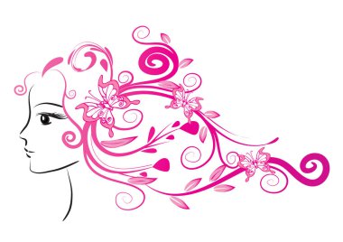 Çiçekli güzel kız.