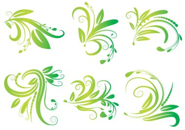 Beyaz arkaplanda çiçek elementlerinin vektör kümesi 