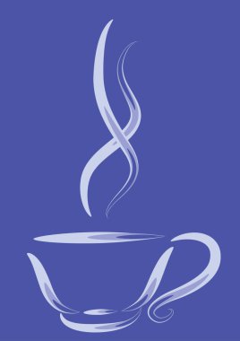 Mavi arkaplanda kahve fincanı simgesi