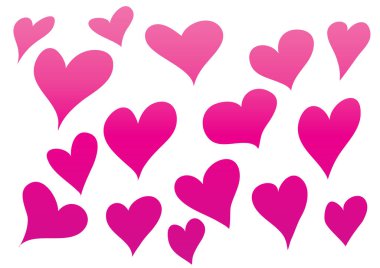 Beyaz arkaplanda pembe kalpler seti