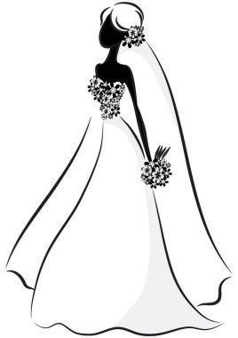 Gelin ve damat gelinlik giymiş.