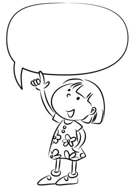 Konuşma balonu olan çizgi film kızı. 