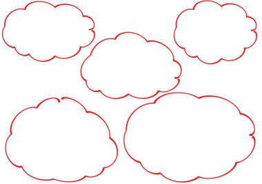 Beyaz arkaplandaki bulutların vektör illüstrasyonu