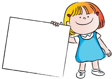 Boş bir afiş taşıyan bir kızın resmi