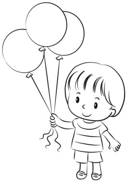 Balonlu çocukla boyama sayfası 